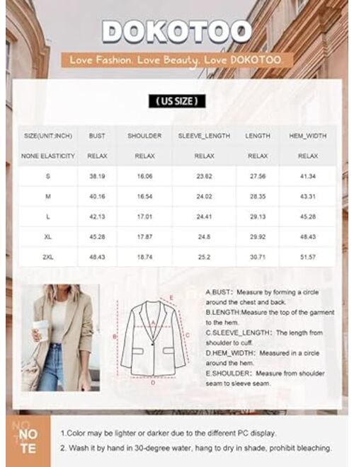 Dokotoo Womens 2023 Fashion Spring Lapel Collar Buttons Blazer Jackets for Women Business Casual