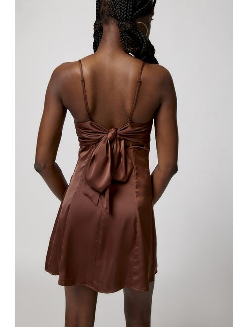 Urban Outfitters UO Bella Bow-Back Satin Mini Dress