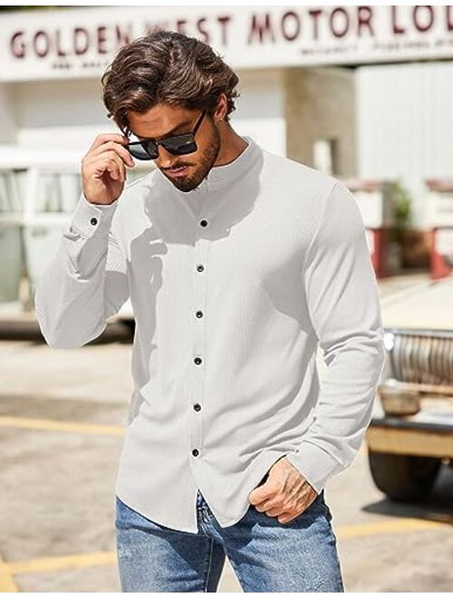 COOFANDY Mens Knit Button Down Shirt Casual Long Sleeve Slim Fit Shirts Cardigan Sweater
