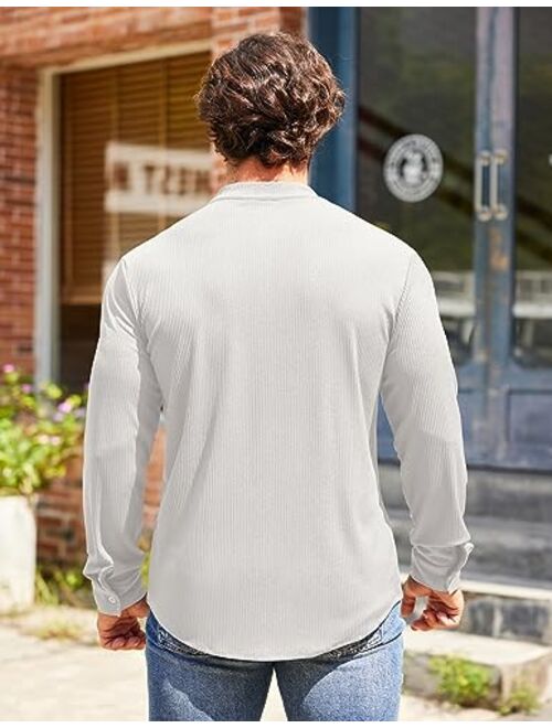 COOFANDY Mens Knit Button Down Shirt Casual Long Sleeve Slim Fit Shirts Cardigan Sweater