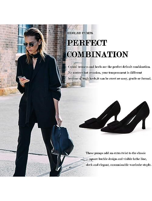 Coutgo Women's Closed Pointed Toe Pumps Stiletto High Heels Wedding Party Dress Shoes