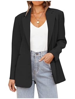 Women's 2023 Fall Casual Blazers Long Sleeve Lapel Open Front Button Work Blazer Jackets with Pockets