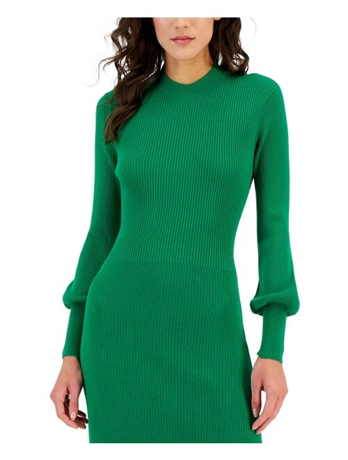 HUGO Women's Solid Mock-Neck Cutout Slim Sweater Dress