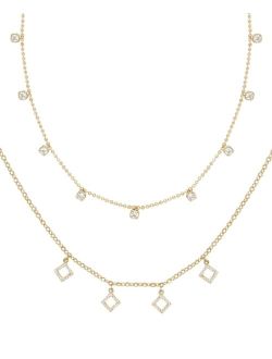 Geo Charm Layering Crystal Necklace Set of 2