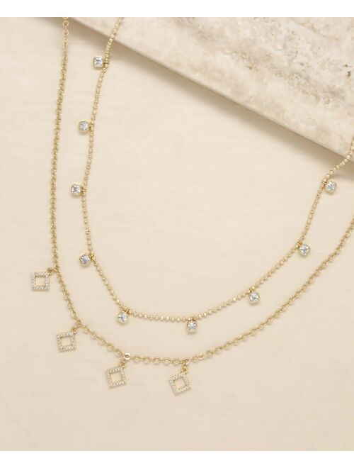 ETTIKA Geo Charm Layering Crystal Necklace Set of 2