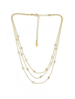 Perfect Cubic Zirconia Dotted 18K Gold Plated Layered Necklace