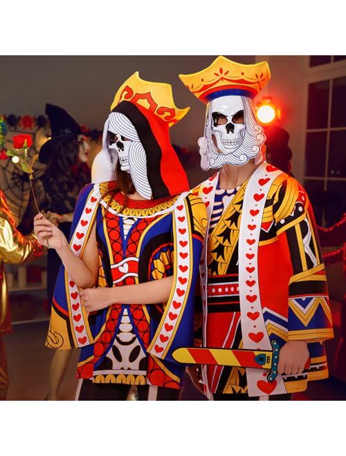 BAYLAY Couple Costumes for Adults - King and Queen Adults Couple Halloween Costumes with Skull Mask Halloween Couple Costumes for Adults