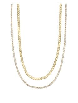 Simple Crystal Gold Chain Necklace Set