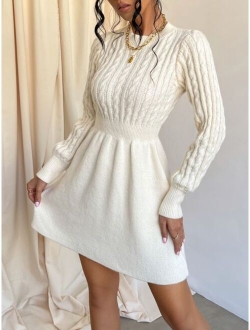 Priv Solid A line Sweater Dress