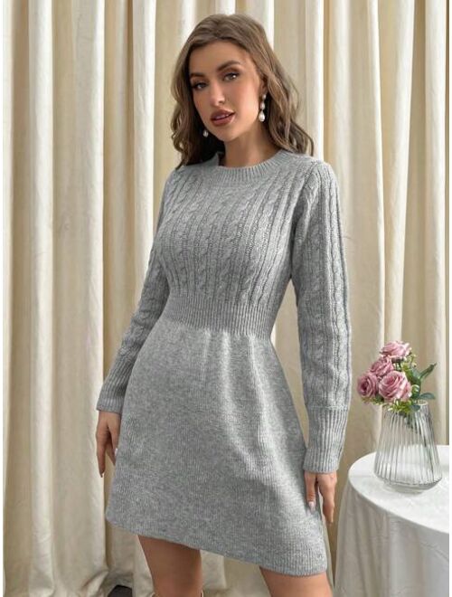 SHEIN Priv Solid A line Sweater Dress