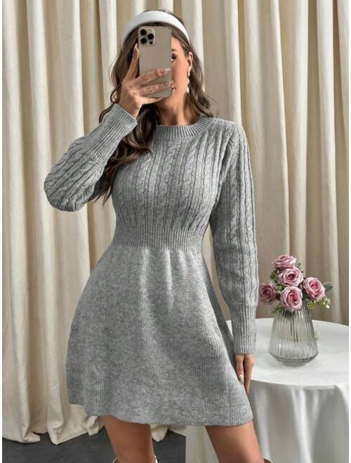 SHEIN Priv Solid A line Sweater Dress