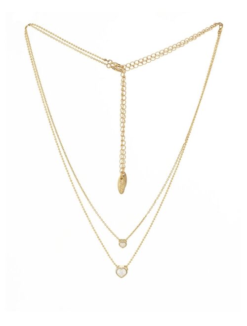 ETTIKA Dainty Chain and Crystal Heart Necklace Set of 2