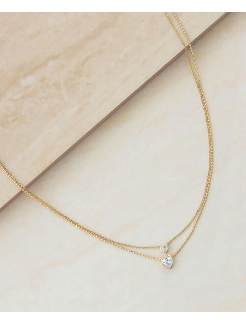 ETTIKA Dainty Chain and Crystal Heart Necklace Set of 2