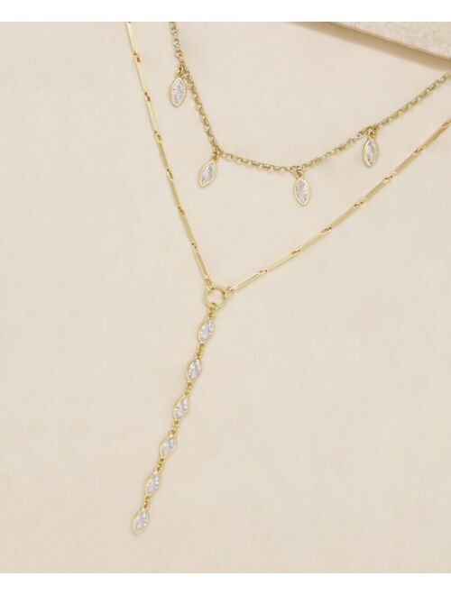 ETTIKA Ariella Glass Crystal Layered Lariat Women's Necklace Set