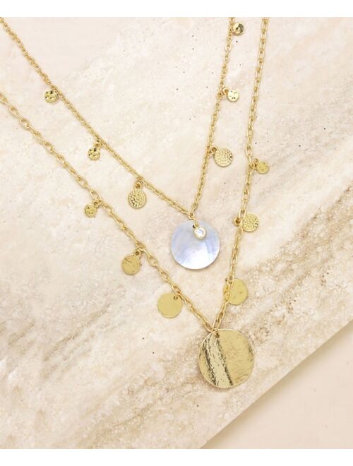 ETTIKA Pacific Princess Layered Shell Disc Necklace Set