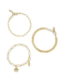 18K Gold Plated Power of Three Bracelet Set, 3 Pieces