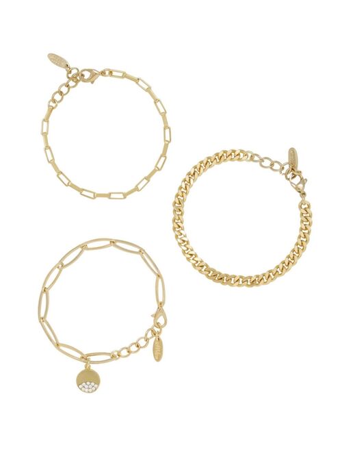 ETTIKA 18K Gold Plated Power of Three Bracelet Set, 3 Pieces