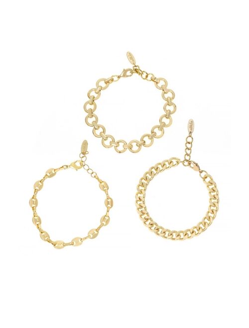 ETTIKA 18K Gold Plated Might and Chain Bracelet Set
