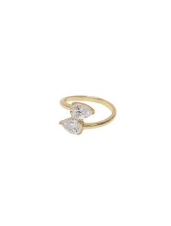 Crystal Teardop and Gold - Tone Wrap Ring