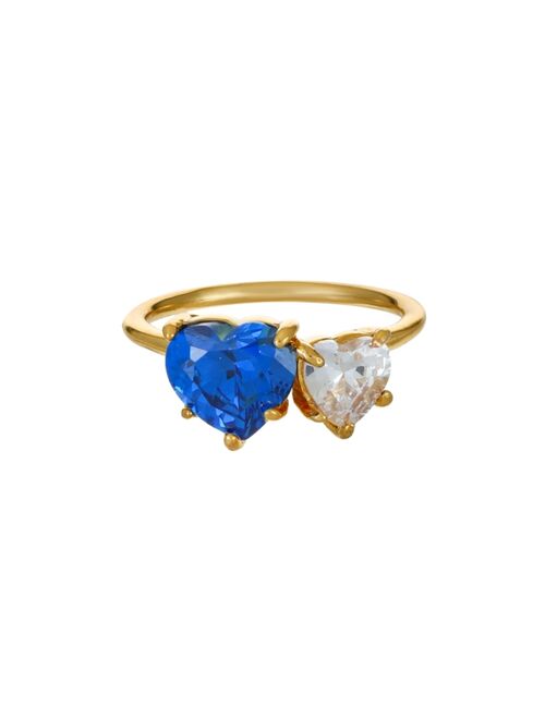 ETTIKA 18K Gold Plated Brass Multi Heart Cubic Zirconia Ring