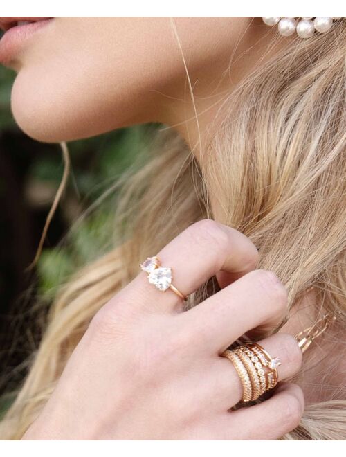 ETTIKA 18K Gold Plated Brass Multi Heart Cubic Zirconia Ring