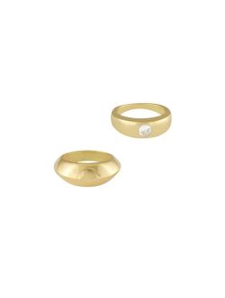 Women's 18k Gold Plated Statement Band Ring Set