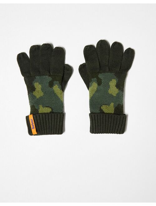 Barbour x ASOS exclusive unisex knitted gloves in camo