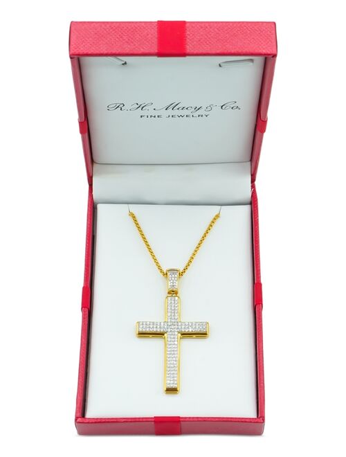 MACY'S Men's Diamond Cross 22" Pendant Necklace (1 ct. t.w.)