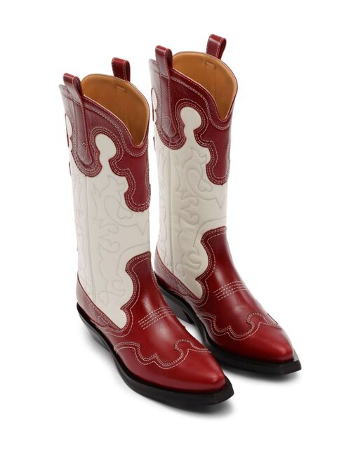 GANNI stitched leather cowboy boots