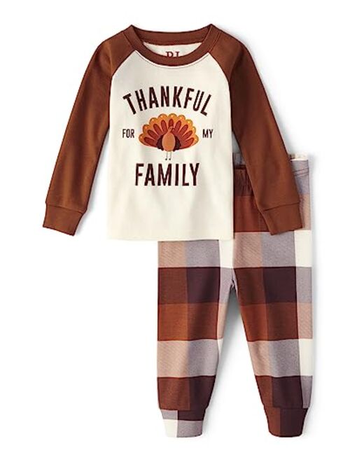 The Children's Place Baby 2 Piece and Toddler Thanksgiving Pajama Set, Cotton