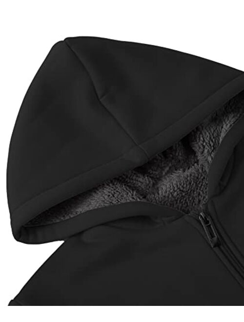 Little Beauty Hoodies for Men Zip Up Sweashirts Fleece Sherpa Lined Winter Wool Heavyweight Jacket
