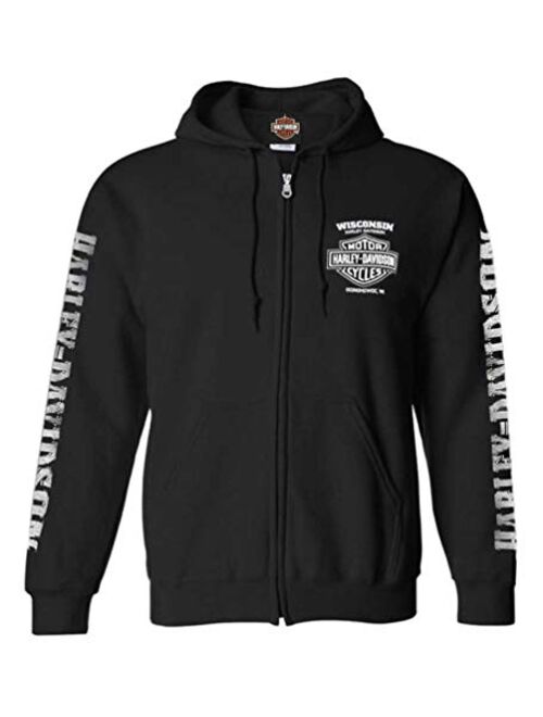 Harley Davidson Harley-Davidson Men's Lightning Crest Full-Zippered Hooded Sweatshirt, Black