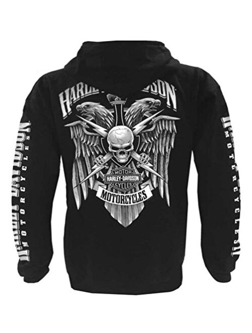 Harley Davidson Harley-Davidson Men's Lightning Crest Full-Zippered Hooded Sweatshirt, Black
