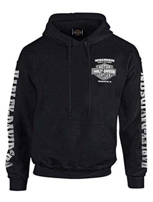 Harley Davidson Harley-Davidson Men's Lightning Crest Pullover Hooded Sweatshirt, Black