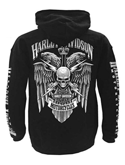 Harley Davidson Harley-Davidson Men's Lightning Crest Pullover Hooded Sweatshirt, Black