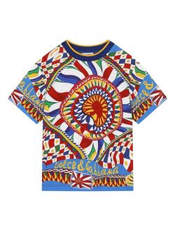Kids Carretto-print cotton T-shirt