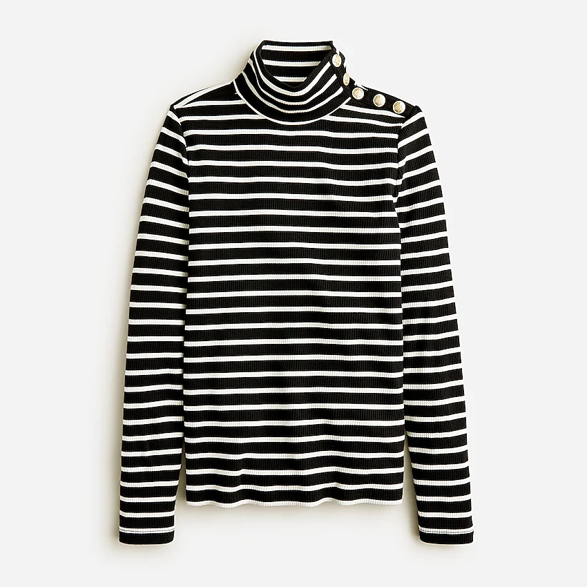 J.Crew Vintage rib turtleneck with buttons in stripe