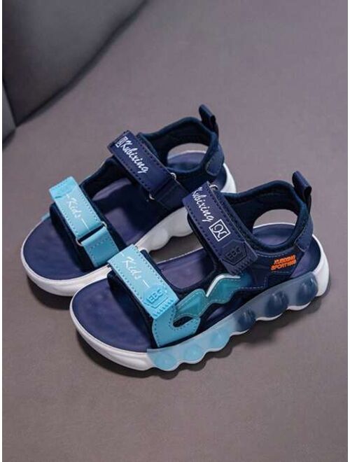 Shein Boys Letter Graphic Hook-and-loop Fastener Sport Sandals For Outdoor