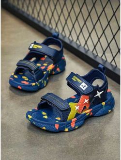 Shein Boys Star Decor Hook-and-loop Fastener Sport Sandals For Summer