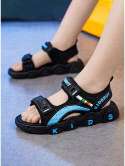 Shein Boys Letter Graphic Hook-and-loop Fastener Sport Sandals For Summer