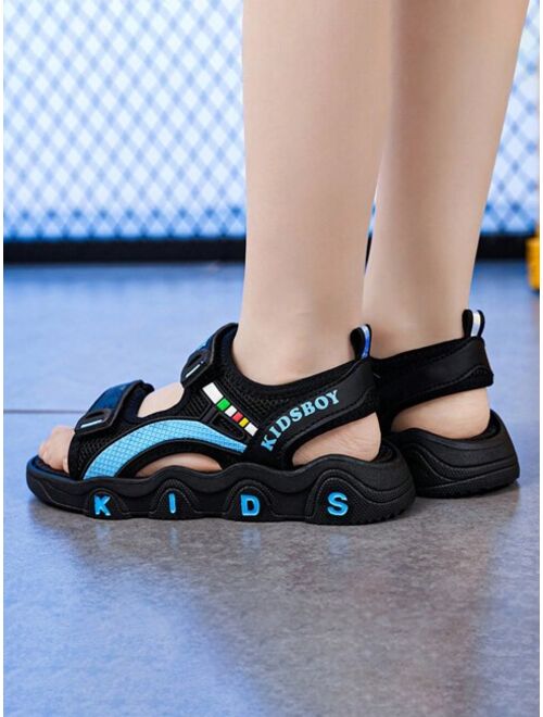 Shein Boys Letter Graphic Hook-and-loop Fastener Sport Sandals For Summer