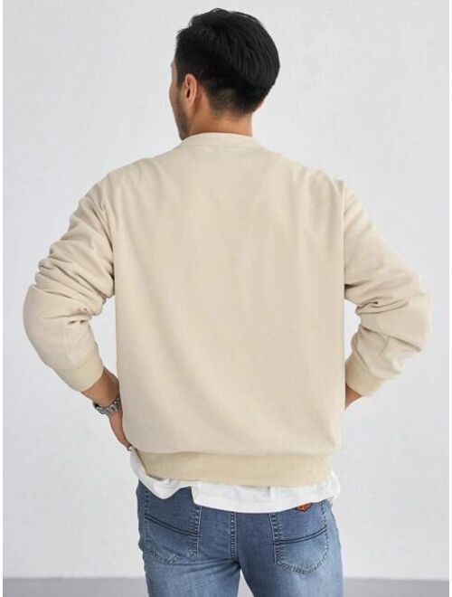 DAZY Men Embroidery Half Button Sweatshirt