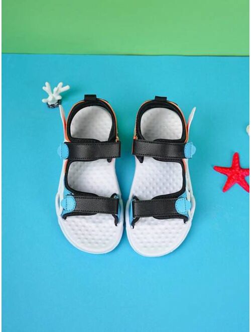 Shein Boys Color Block Hook-and-loop Fastener Sports Sandals For Outdoor
