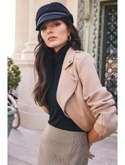 Living On the Edge Taupe Moto Jacket