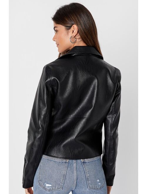 Lulus Wild Perfection Black Vegan Leather Moto Jacket