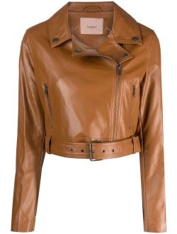 TWINSET zip-up faux-leather biker jacket