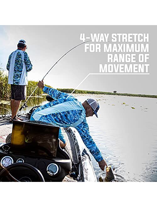 Mossy Oak Men's Fishing Shirts Long Sleeve with 40+ UPF Sun Protection
