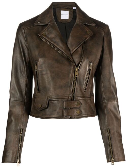 PINKO leather cropped biker jacket