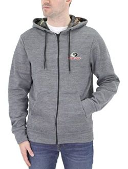 Men's Marled Full Zip Hooded Sweatshirt with Embroidered Chest Logo