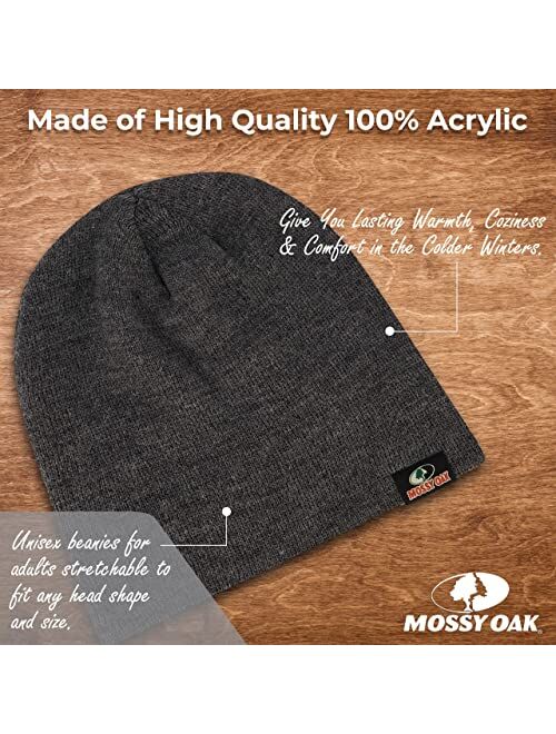 Mossy Oak Rib Knitted Womens & Mens Hats - Warm and Cozy Beanie Hat - Unisex Winter Hat-3pack